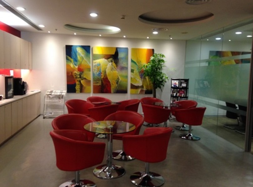 The reception area